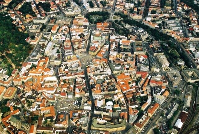 Letecký snímek centra Brna | ARCHAIA Brno o.p.s. | Všechna práva vyhrazena