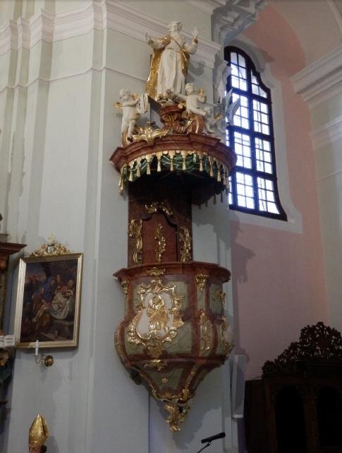 Kostel sv. Václava v Srbské Kamenici – kazatelna – stav po dokončení restaurování | Foto: Tomáš Pejřil - restaurátor | Licence: Všechna prá va vyhrazena