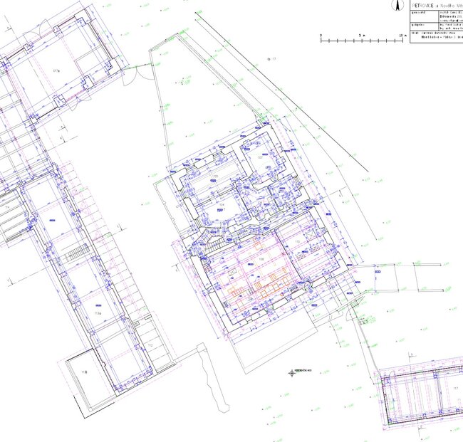 Petrovice u Nového Města na Moravě, vodní mlýn čp. 16 – Ukázka práce: půdorys areálu mlýna | Foto: Vojtěch Černý, DiS. | Licence: Všechna práva vyhrazena