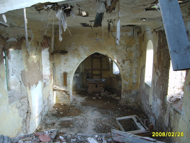 Libyně u Lubence, kostel sv. Jiljí – Interiér kostela před obnovou | © Archiv Jitky Kantové