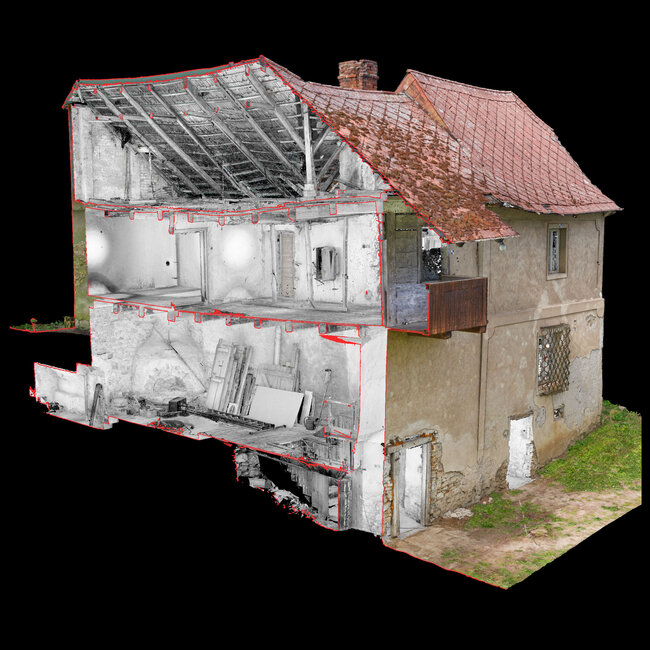 Feldekův mlýn v Bylanech u Kutné Hory, mračna bodů | © Martin Bartoš