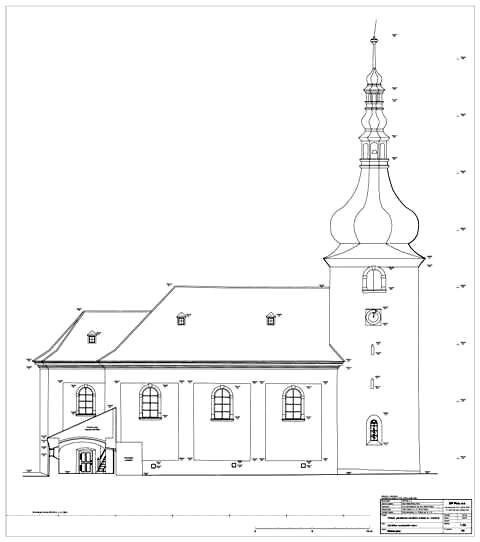 Třebeň, kostel sv. Vavřince – geodetické zaměření objektu | ZIP o.p.s. | Všechna práva vyhrazena