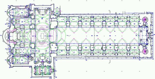 Bazilika Velehrad - digitální dokumentace - půdorys | Architektonické a geodetické měření - Ing. Jiří Chmelíř | Všechna práva vyhrazena