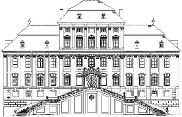 Zámek Červený Hrádek - fotogrammetrické zaměření fasád | Architektonické a geodetické měření - Ing. Jiří Chmelíř | Všechna práva vyhrazena