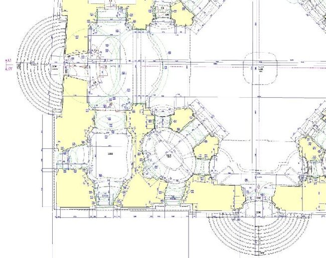 Kostel sv. Mikuláše, Praha  - detail půdorysu 1. NP | CePT - Geodetické služby a GIS - Ing. Jana Štronerová, Ph.D. | Všechna práva vyhrazena