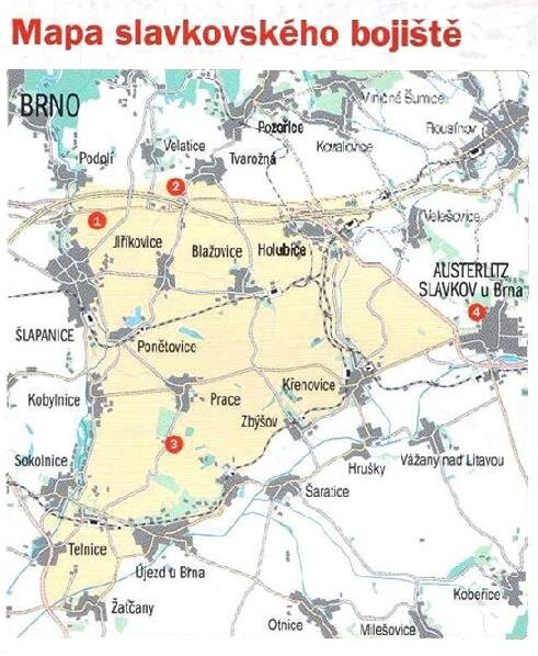 Mapa slavkovského bojiště | Foto: Zámek Slavkov - Austerlitz | Licence: Všechna práva vyhrazena