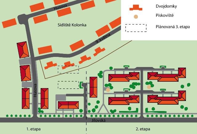 Plán sídliště Na Rovinách se zákresem stavebních etap | Mgr. Martin Šejbl, DiS. | Všechna práva vyhrazena