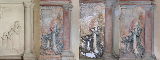 Český Rudolec, epitaf v kostele Narození sv. Jana Křtitele – restaurování ženské části renesančního štukového epitafu rodiny Hodějovských z Hodějova (diplomová práce) | © Kateřina Šibravová