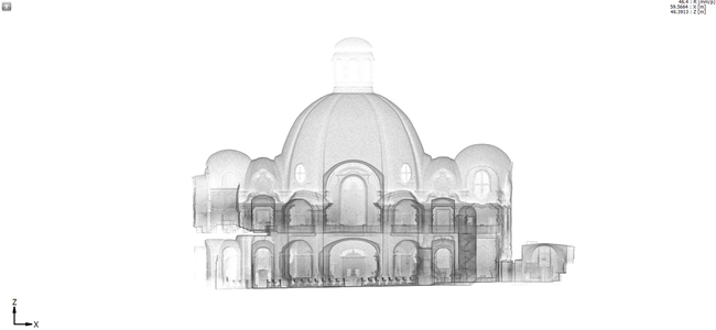 Karlovy Vary, kostel sv. Máří Magdalény – zaměření barokního chrámu, laserové skenování | © Ondřej Kříž