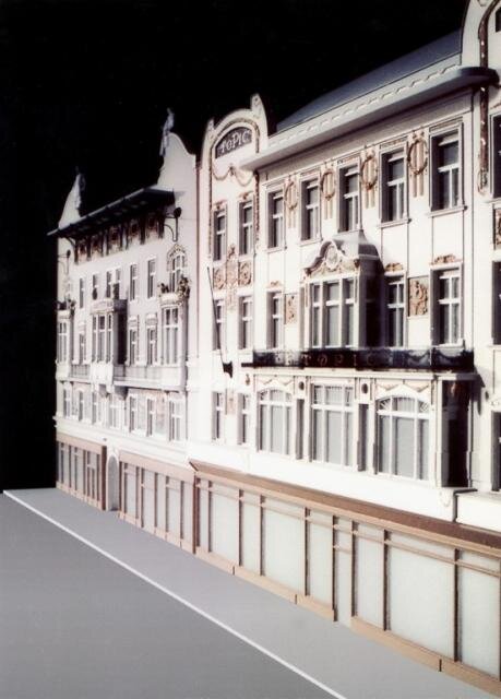 Secesní domy Topič a Praha na Národní třídě v Praze | Pavel Jedlička – Architektonické modely etc. | Všechna práva vyhrazena