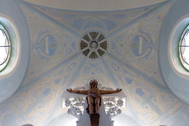 Jablonec nad Nisou, starokatolický kostel – odkryv a restaurování secesní nástěnné malby a barevnosti štukové výzdoby | Foto: Mgr. Jiří Bláha, DiS. | Všechna práva vyhrazena