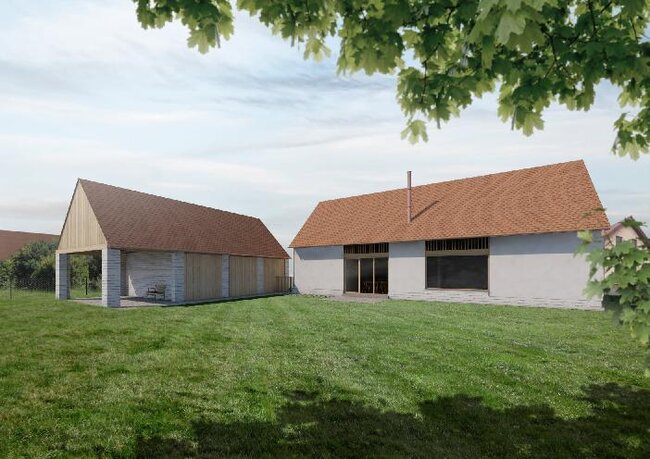 Branná u Třeboně, realizovaná novostavba – projektová vizualizace | Foto: Ing. arch. Zuzana Ficalová | Licence: Všechna práva vyhrazena