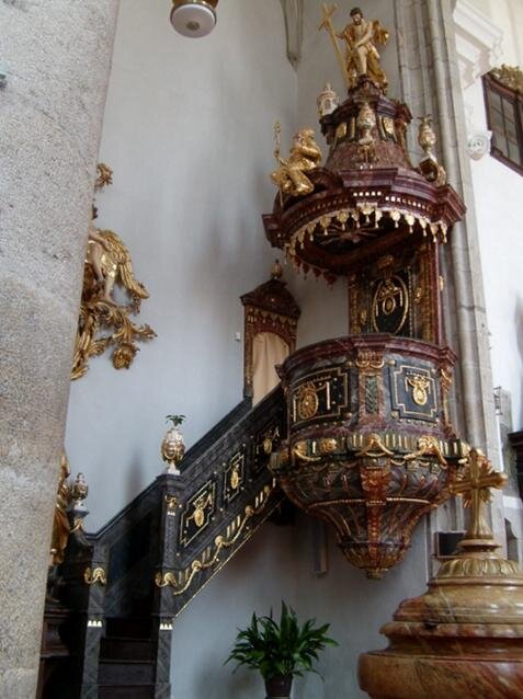 Kostel Panny Marie Královny a sv. Jiljí v Třeboni – kazatelna - stav po dokončení restaurování | Foto: Tomáš Pejřil - restaurátor | Licence: Všechna prá va vyhrazena