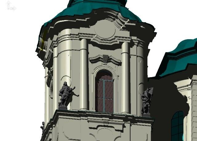 Detail 3D modelu kostel sv. Mikuláše na Staroměstském náměstí v Praze | CePT - Geodetické služby a GIS - Ing. Jana Štronerová, Ph.D. | Všechna práva vyhrazena
