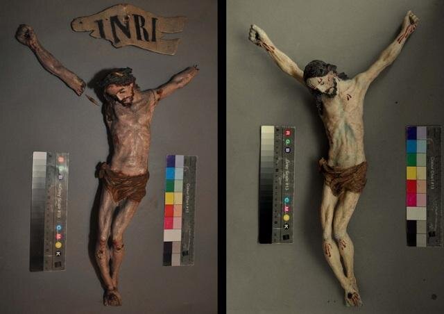 Nová Olešná, dřevěný Kristus – komplexní restaurování včetně odkryvu druhotných polychromií a doplnění chybějící ruky | MgA. Jan Prokýšek | Všechna práva vyhrazena