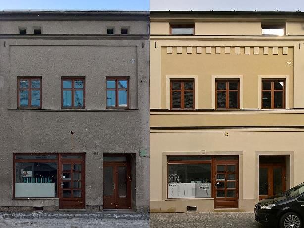 MPZ Vysoké Mýto, Tůmova 152, úpravy fasády objektu před a po | Foto: Barbora Šedová | Všechna práva vyhrazena