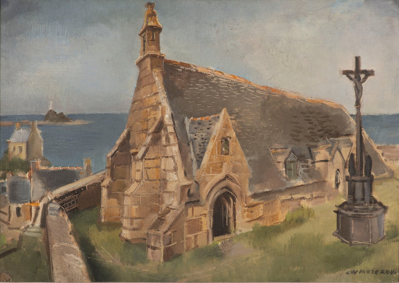 Julie Mezerová Winterová (1893–1980), Na pobřeží v Bretani, Francie, nedatováno (kolem 1930), olej, dřevo, Městské muzeum a galerie Julie W. Mezerové v Úpici | © Oto Palán