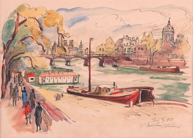 Helena Bochořáková Dittrichová (1894–1980), Nábřeží Seiny v Paříži, Čechy, 1929, akvarel, Moravská galerie v Brně | © Moravská galerie v Brně