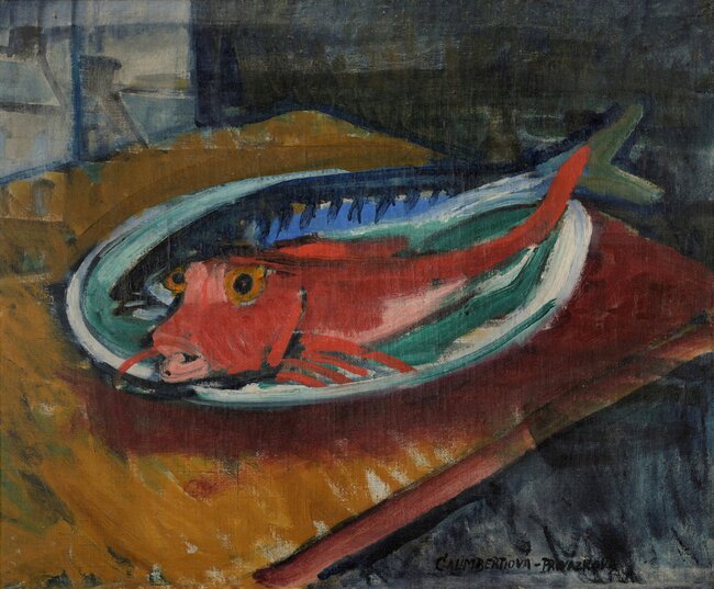 Marie Galimbertiová Provázková (von Lanow) (1880–1951), Rouget a makrela, Francie, nedat. (1910), olej, plátno, Muzeum Jindřichohradecka | © Ondřej Polák