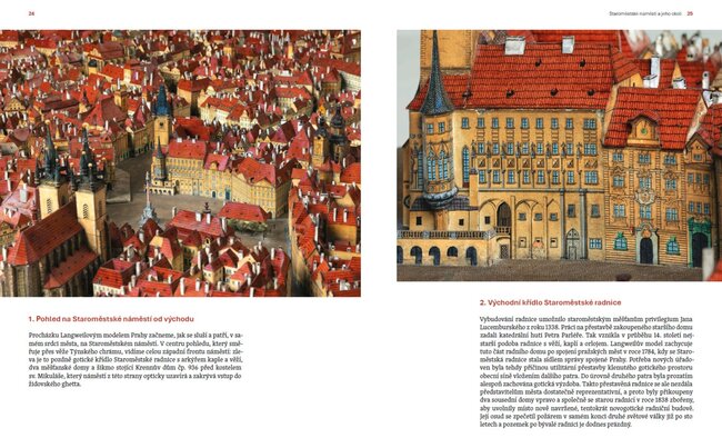 U každého detailního snímku Langweilova modelu v knize je popis ulic, významných budov a jejich historie. | © Muzeum Prahy