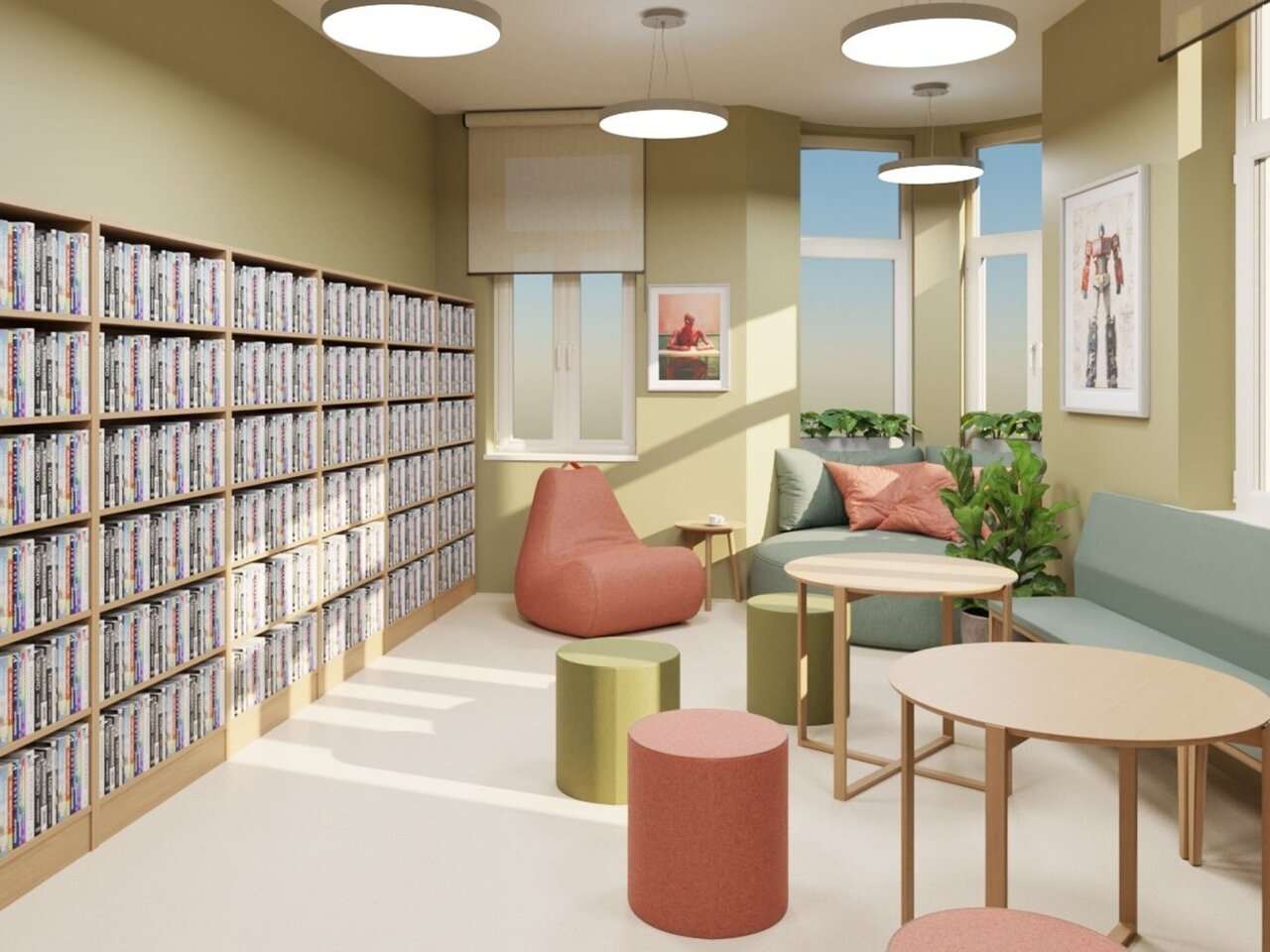 Vizualizace budoucí podoby broumovské knihovny, která bude sloužit jako kulturní a kreativní centrum. | © Kancelář Kreativní Evropa