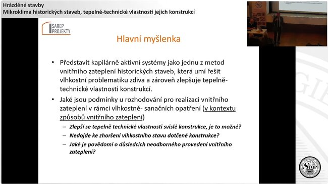 Zdeněk Štefek se svým příspěvkem | © Společnost pro technologie ochrany památek – STOP