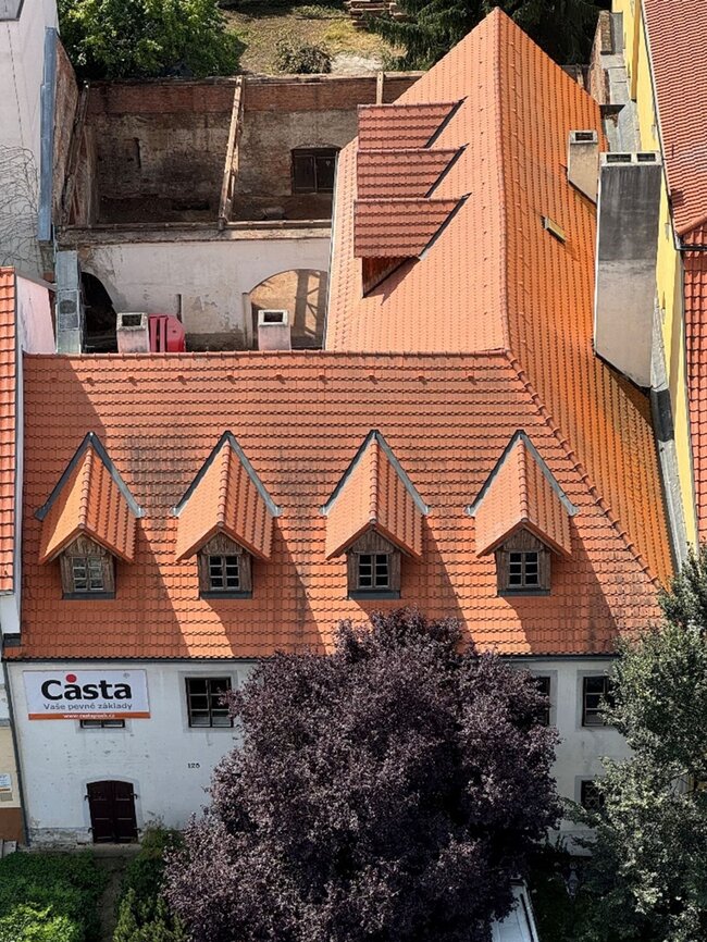 Pohled na střechu s vikýři, stav před aktuální rekonstrukcí | © Casta a.s.