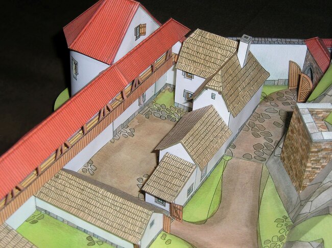 Pohled do vstupní části hradu na modelu arch. Richarda Vyškovského | © Archiv Erkotyp