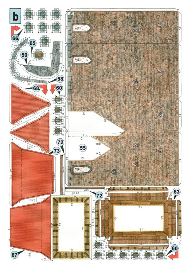 Náhled na jednu ze stran papírového modelu hradu Okoř | © Archiv Erkotyp