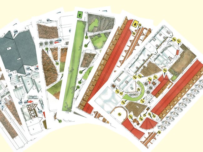 Pro modeláře jsou i dvourozměrné stránky modelu z dílny architekta Richarda Vyškovského vnímány téměř jako výtvarné dílo, a to díky autorově ruční kresbě a vybarvení vystřihovánek. | © Erkotyp