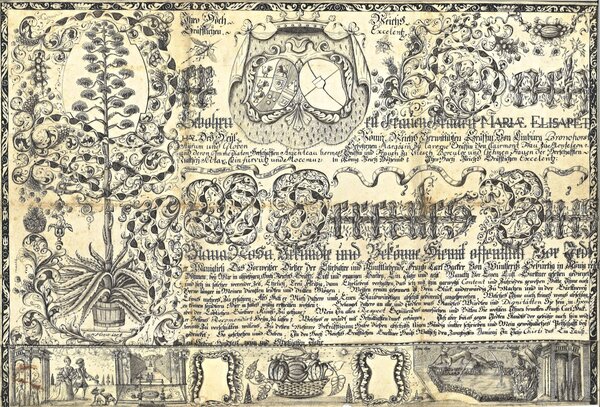 Listina je výučním listem zahradníka Franze Karla Hackera, jenž na zámku působil pod vedením hlavního zahradníka Hercula Pia Biany Rosy. | © Národní památkový ústav