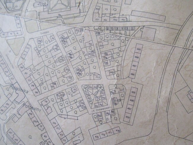 Půdorys Medové kaše, části Nových Strakonic s rodinnými domky z 20. let 20. století | © Archiv Jana Malířského