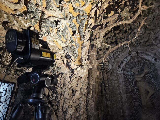 Kroměříž, Arcibiskupský zámek, Apollonova grotta –⁠⁠⁠⁠⁠⁠ z průběhu RTG průzkumů | © Arcibiskupství olomoucké