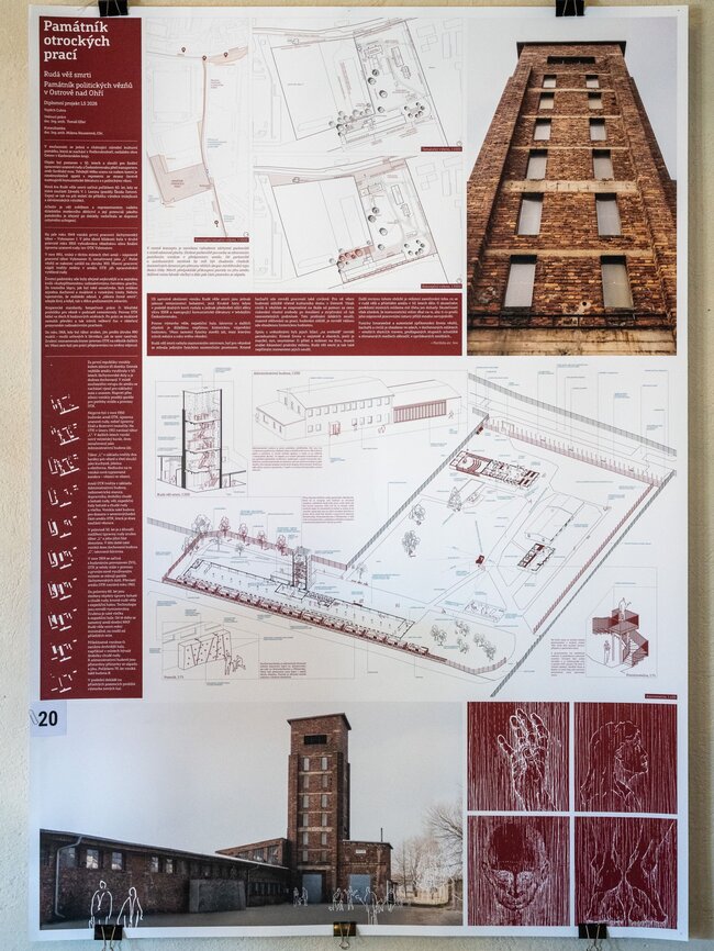 1. místo: Památník otrockých prací - Rudá věž smrti  – Vojtěch Cuhra, Diplomová práce, Atelier Efler, LS 2026 | © Fakulta architektury ČVUT - Ryszawy