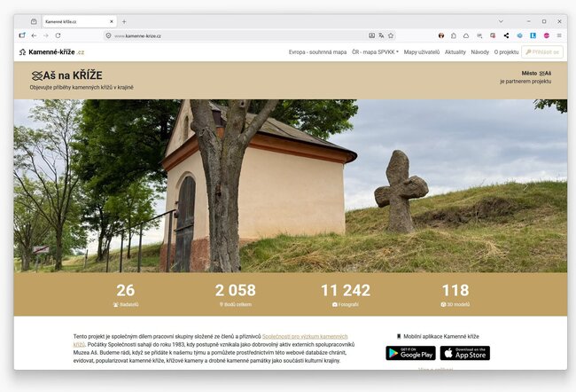 Úvodní strana webu Kamenné kříže | © Společnost pro výzkum kamenných křížů