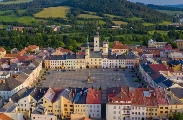 Letecký snímek historického náměstí T. G. Masaryka v Moravské Třebové | © Archiv města Moravská Třebová