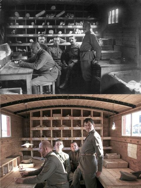 Dobová a současná fotografie poštovního vozu