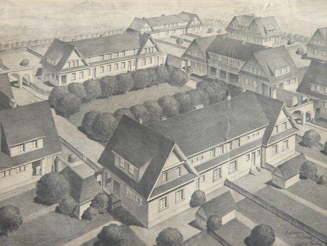 Perspektivní návrh hornické kolonie v Bílině, F. A. Libra, 1923