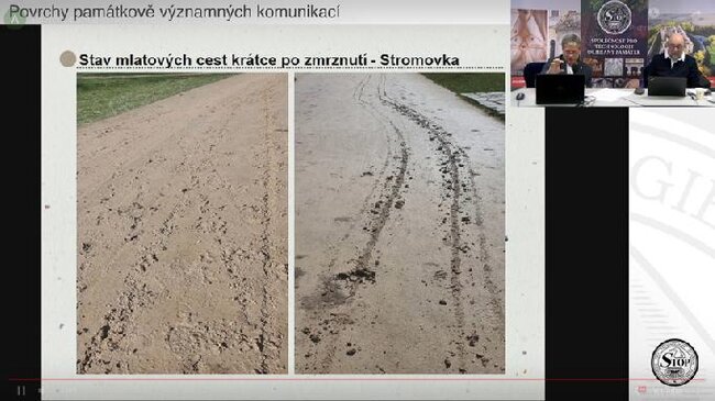 Mlatové cesty krátce po zmrznutí