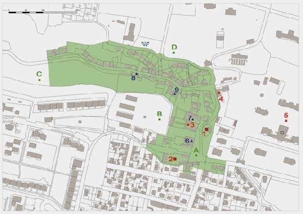 Bohnice - katastrální mapa s vyznačením vybraných jevů územně analytických podkladů