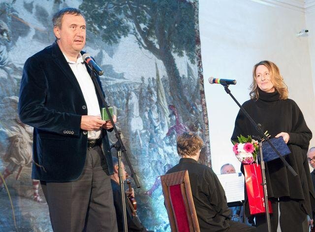 Manželé Radka a Petr Turkovi při předávání Ceny Národního památkového ústavu Patrimonium pro futuro za restaurování zámecké kaple v Návarově