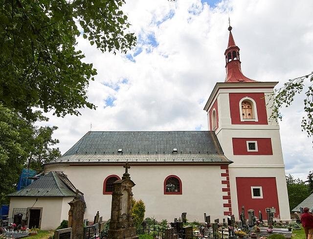 Exteriér kostela sv. Jakuba v Letařovicích