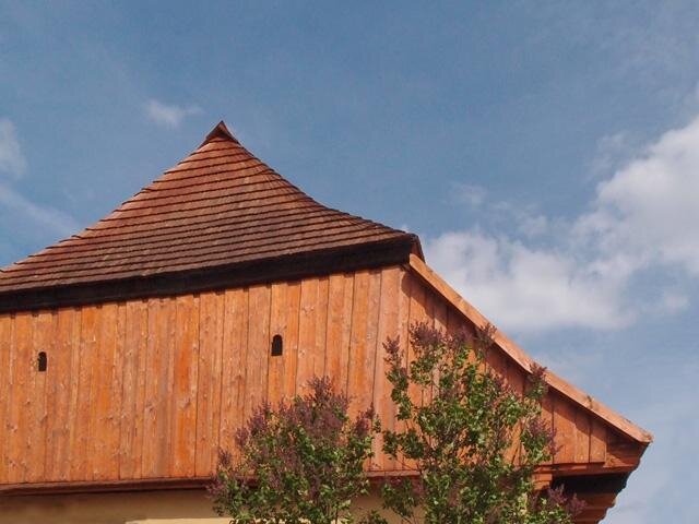 Volně stojící přízemní podsklepený objekt obdélného půdorysu má mansardovou střechu s polovalbami.