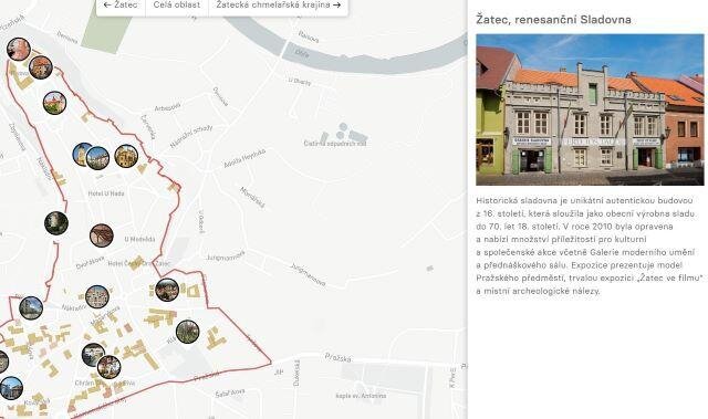 Interaktivní mapa pro průmyslové a historické části města Žatce