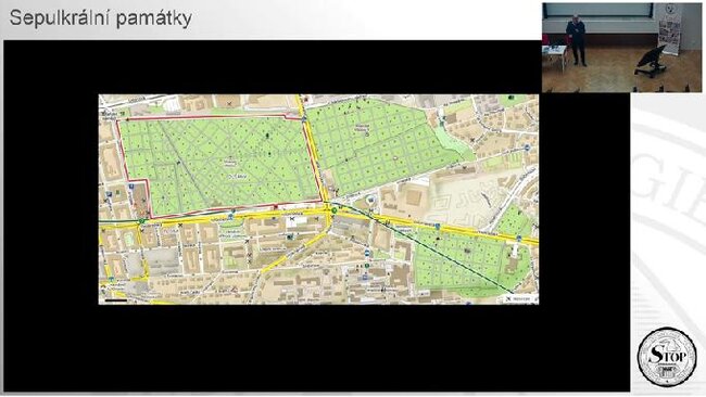 Mapka pražských Olšanských hřbitovů