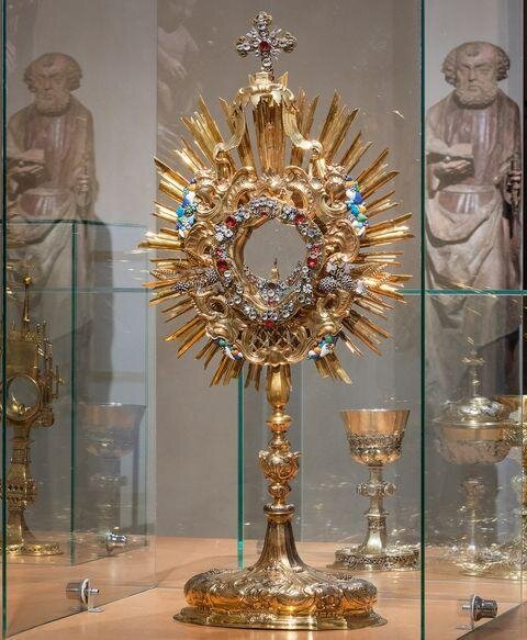 Monstrance z Litoměřic, František Josef Seitz, Praha-Staré Město, kolem poloviny 18. století. Biskupství litoměřické