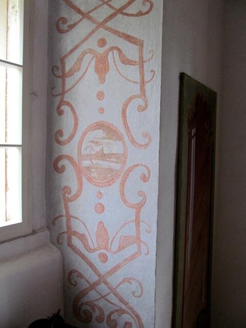 Zrestaurované rokokové malby v bývalé faře v Sudslavě - detail