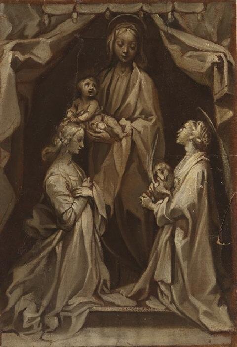 Madona s dítětem, sv. Cecilií a sv. Anežkou Římskou, okolo roku 1600, Francesco Vanni 