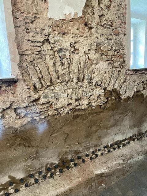 Detail odhalené konstrukce zdiva