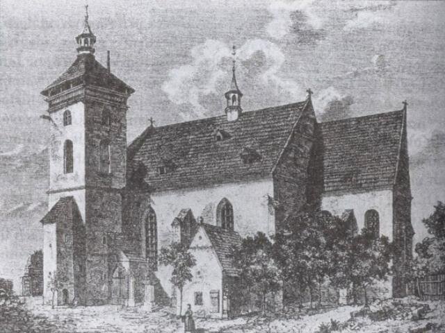 Kostel sv. Jana Křtitele, ve kterém byl nalezen Rukopis královédvorský.